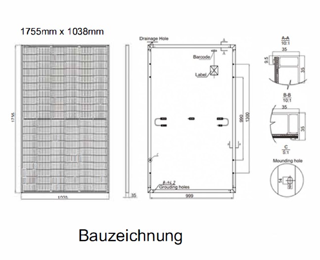 Solar Balkonkraftwerk 600 Watt ( 2 x 300 Watt ) inkl. Inverter und Aufhängung
